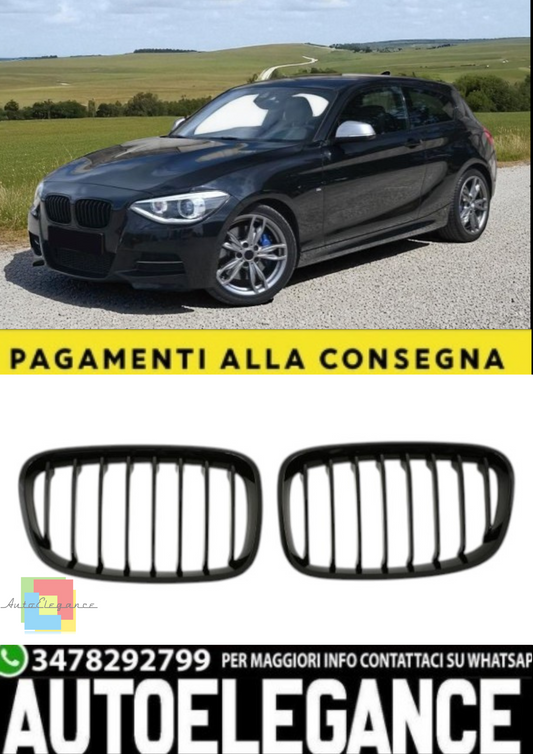 🎀Griglia Nera Lucida a Barra Singola per BMW Serie 1 F20 F21 2011-2015🎀