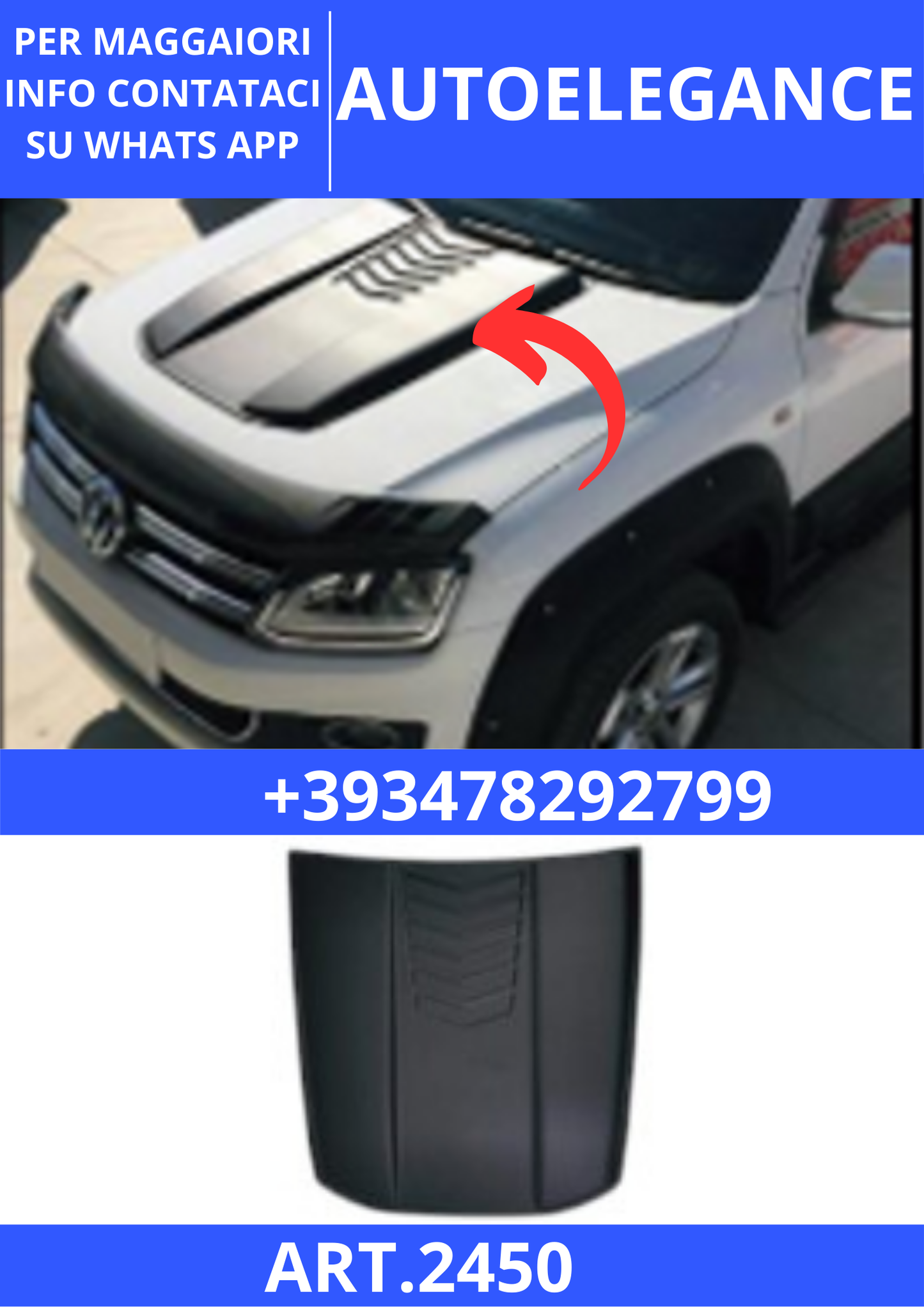 💫ART.2450 COFANO ANTERIORE BOMBATO VW AMAROK MK1 2010-2016 16-21💫