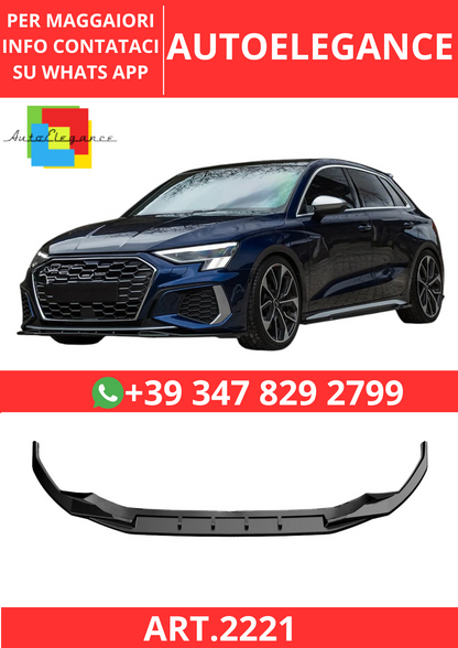 💫ART.2221 SPLITTER A3 8Y 2020-2024 SLINE S3 ( Sedan / Sportback ) NERO LUCIDO💫
