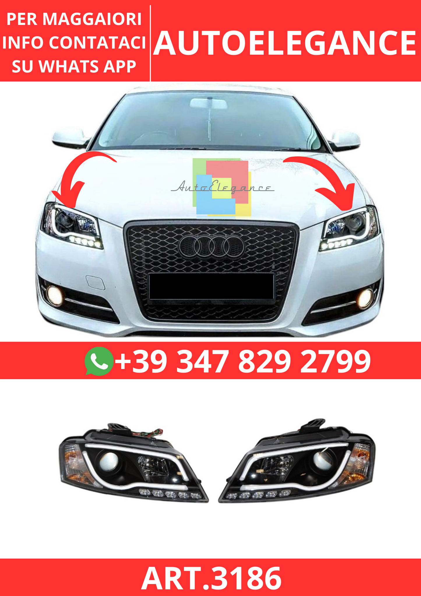 💫ART.3186 Fari Real Daylight Audi A3 08-12 Lti💫