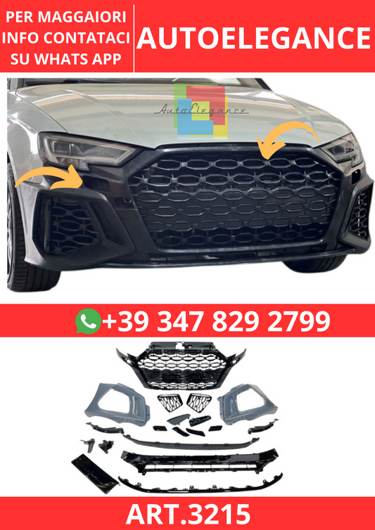 💫ART.3215 Paraurti Anteriore Audi A3 3 Porte/Sportback 2017-2019 Look RS3 21💫