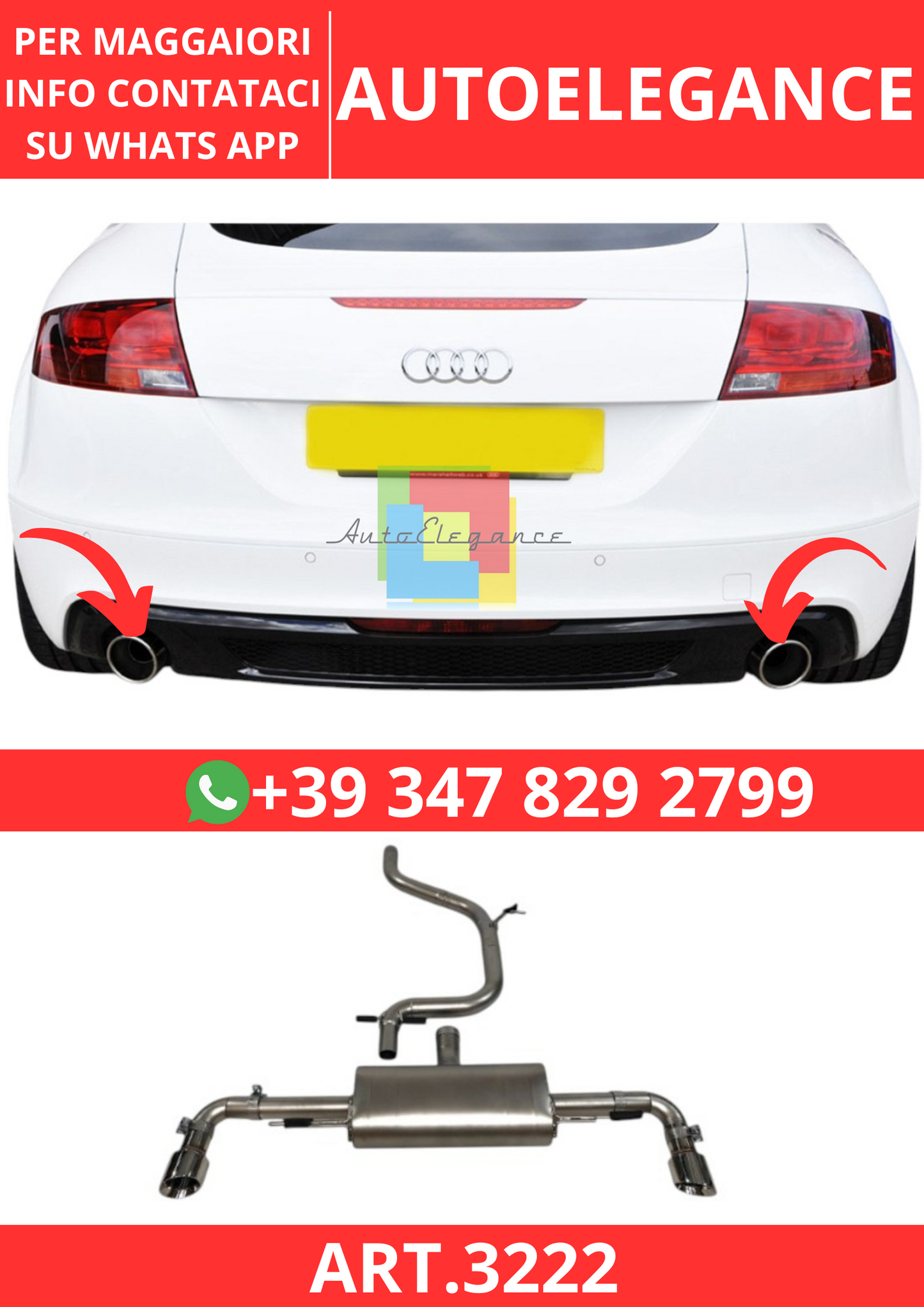 💫ART.3222 Scarico Audi TT 8J 2.0 2006-2014💫