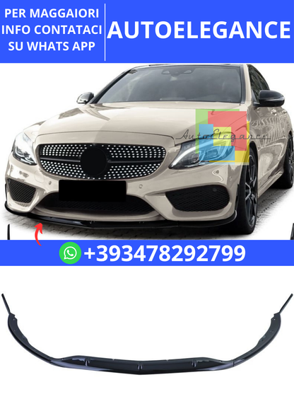 💫Spoiler anteriore labbro nero lucido per Mercedes C W205 S205 14-21💫