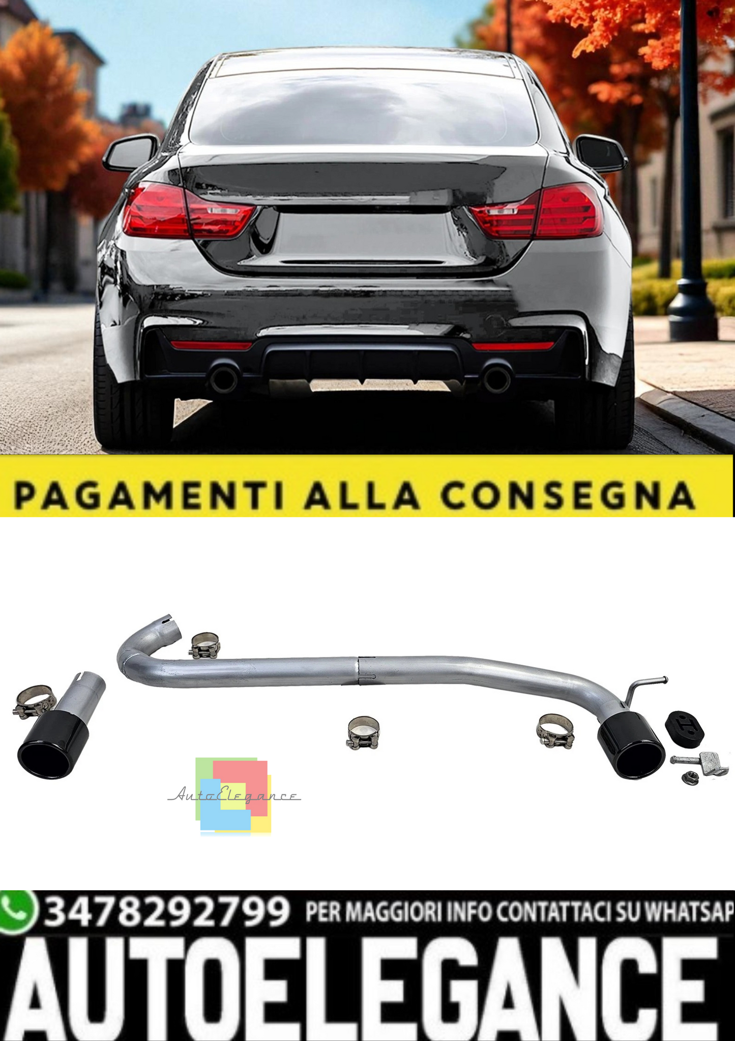 💫Terminale di scarico Duplex 440 Look Conversione adatto per BMW F32 💫