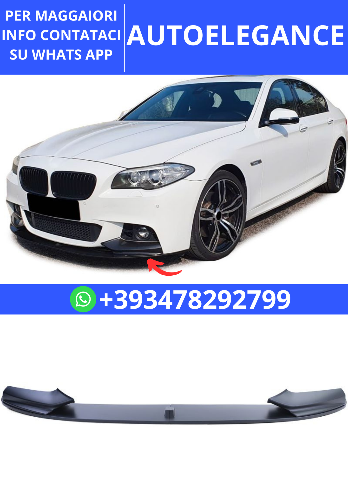 💫Splitter anteriore labbro Performance opaco adatto per BMW Serie 5 F10 F11💫