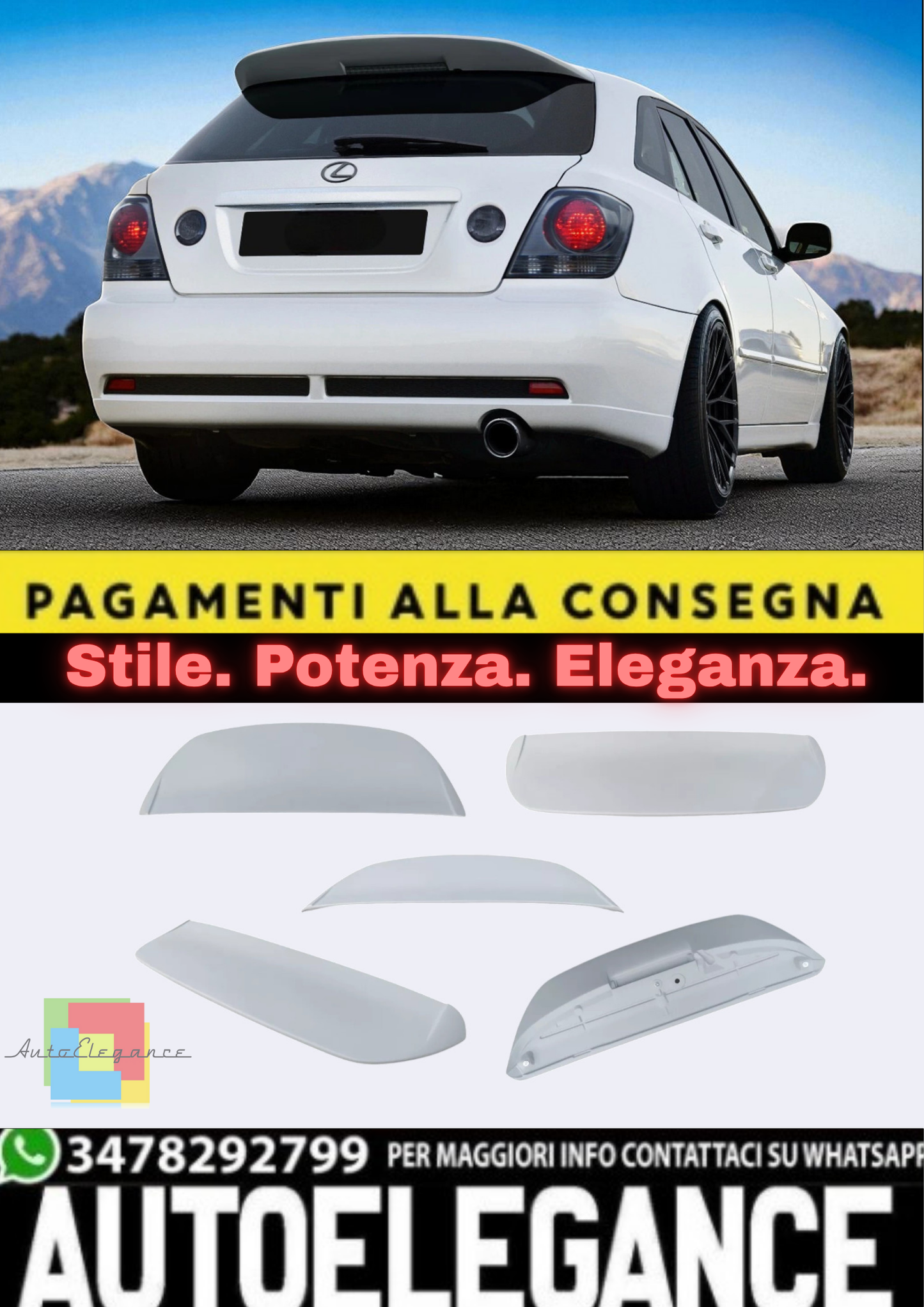 💫Spoiler Tetto Posteriore in Vetroresina per Lexus IS200 / IS300 SportCross 💫