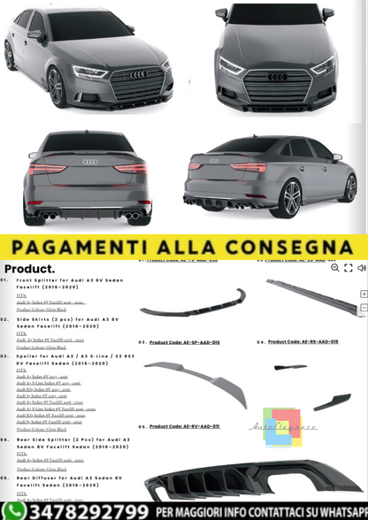 💫BODYKIT PER AUDI A3 8V FACELIFT SEDAN (2016–2020) 💫