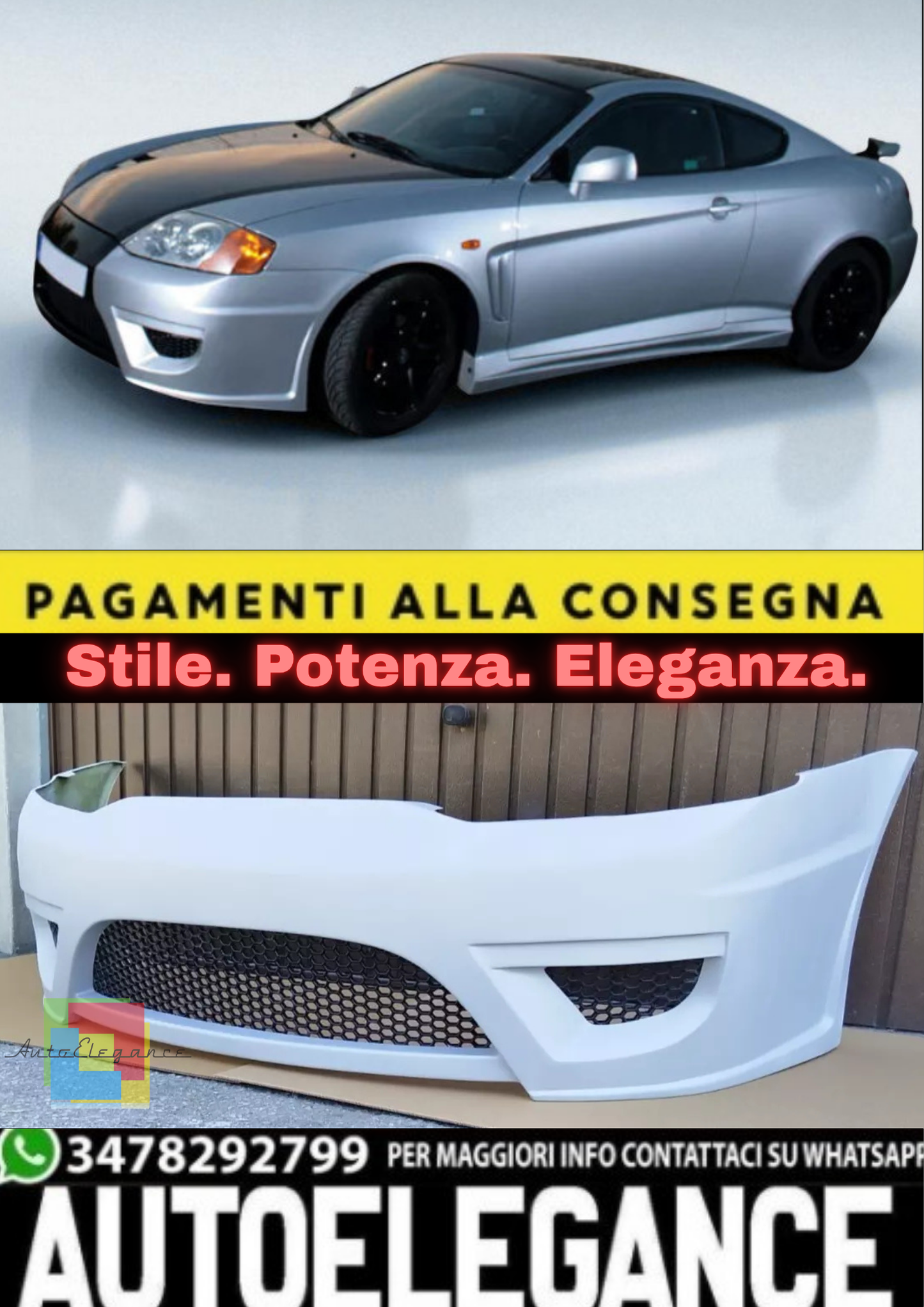 💫 Paraurti Anteriore in Vetroresina per Hyundai Coupé (2002–2005) – Ricambio 💫