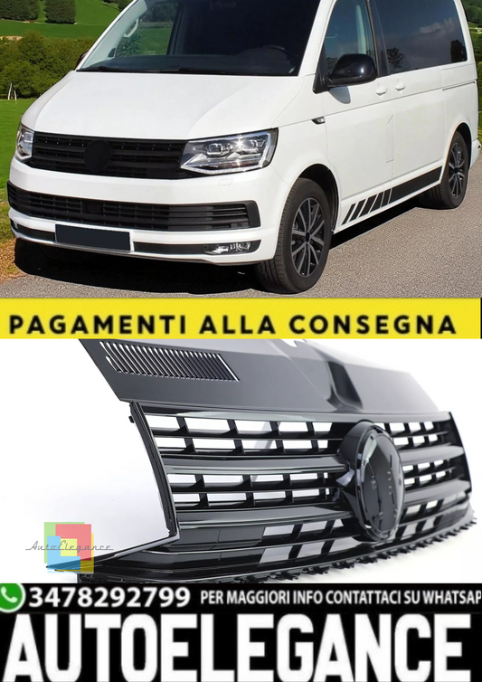 💫 Griglia Anteriore Nero Lucido con Alloggiamento – Adatta per VW T6 Bus 💫