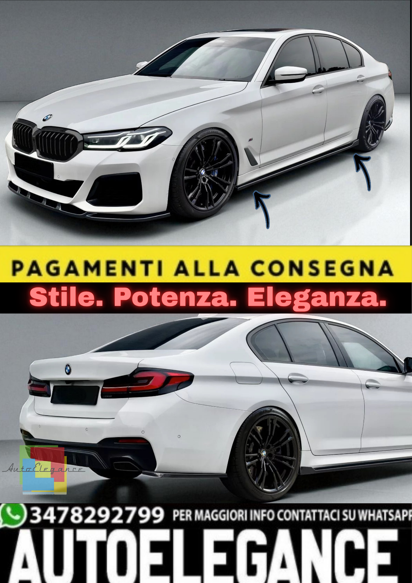 💫 Estensioni Minigonne Laterali in ABS Nero Lucido per BMW Serie 5 G30/G31💫