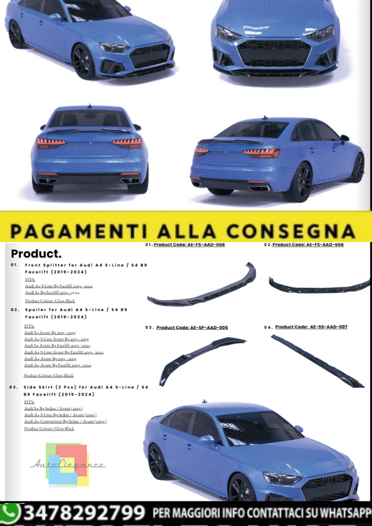 💫Body Kit Sportivo per Audi A4 B9 S-Line / S4 (2019–2024) Sedan / Avant💫