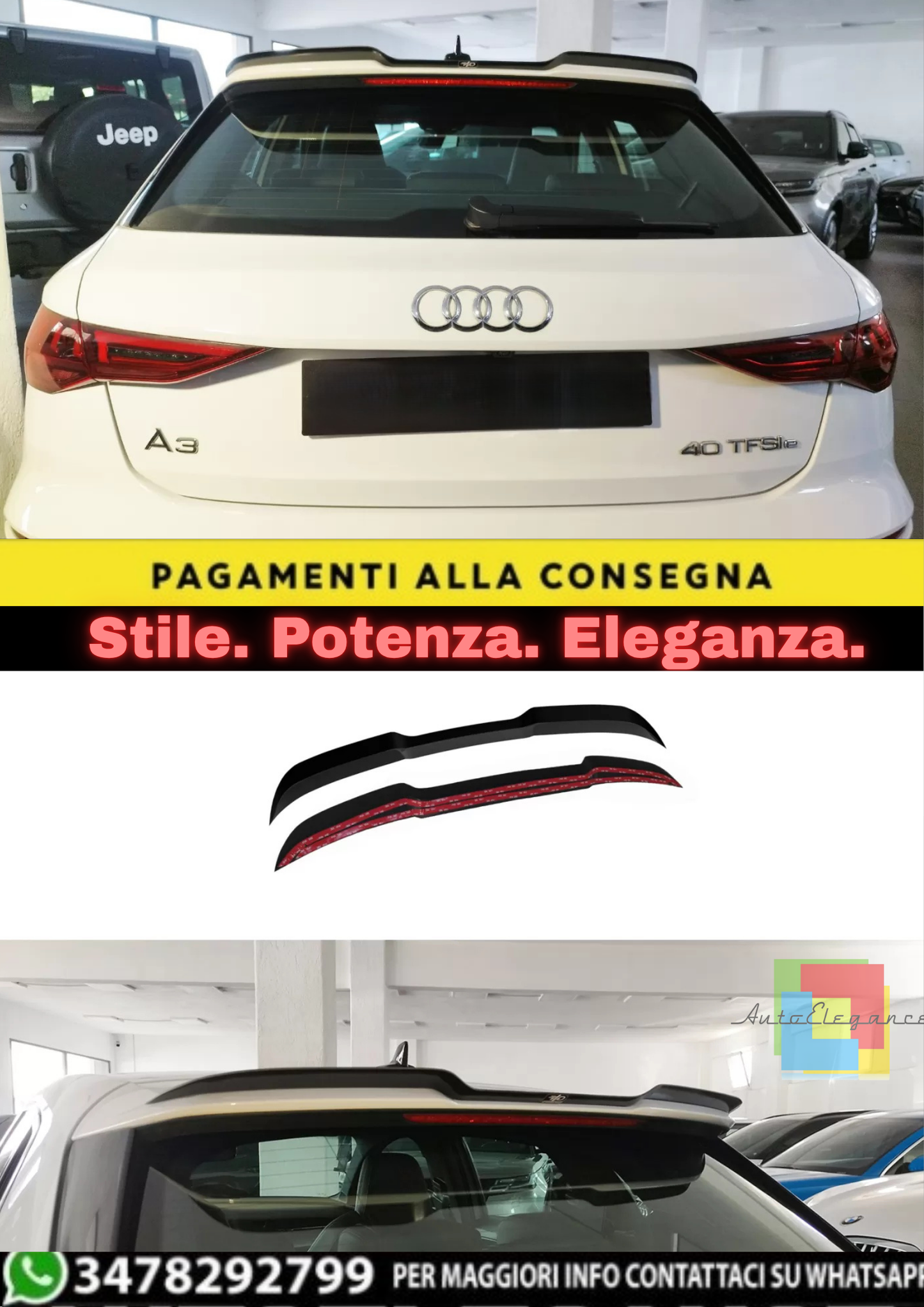 🔥SPOILER CAP ADATTO PER AUDI RS3 / S3 / A3 S-LINE 8Y SPORTBACK🔥