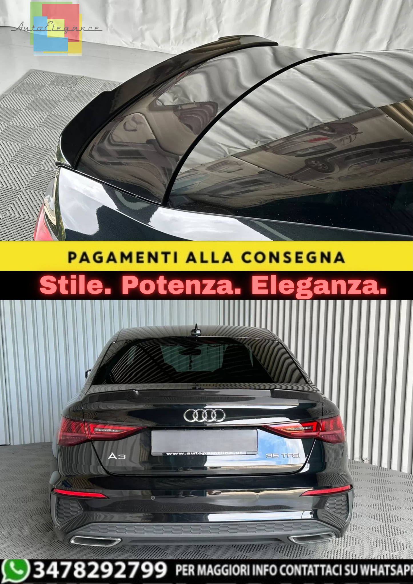 🔥LIP SPOILER ADATTO PER AUDI A3 / A3 S-LINE / S3 / RS3 SEDAN 8Y🔥
