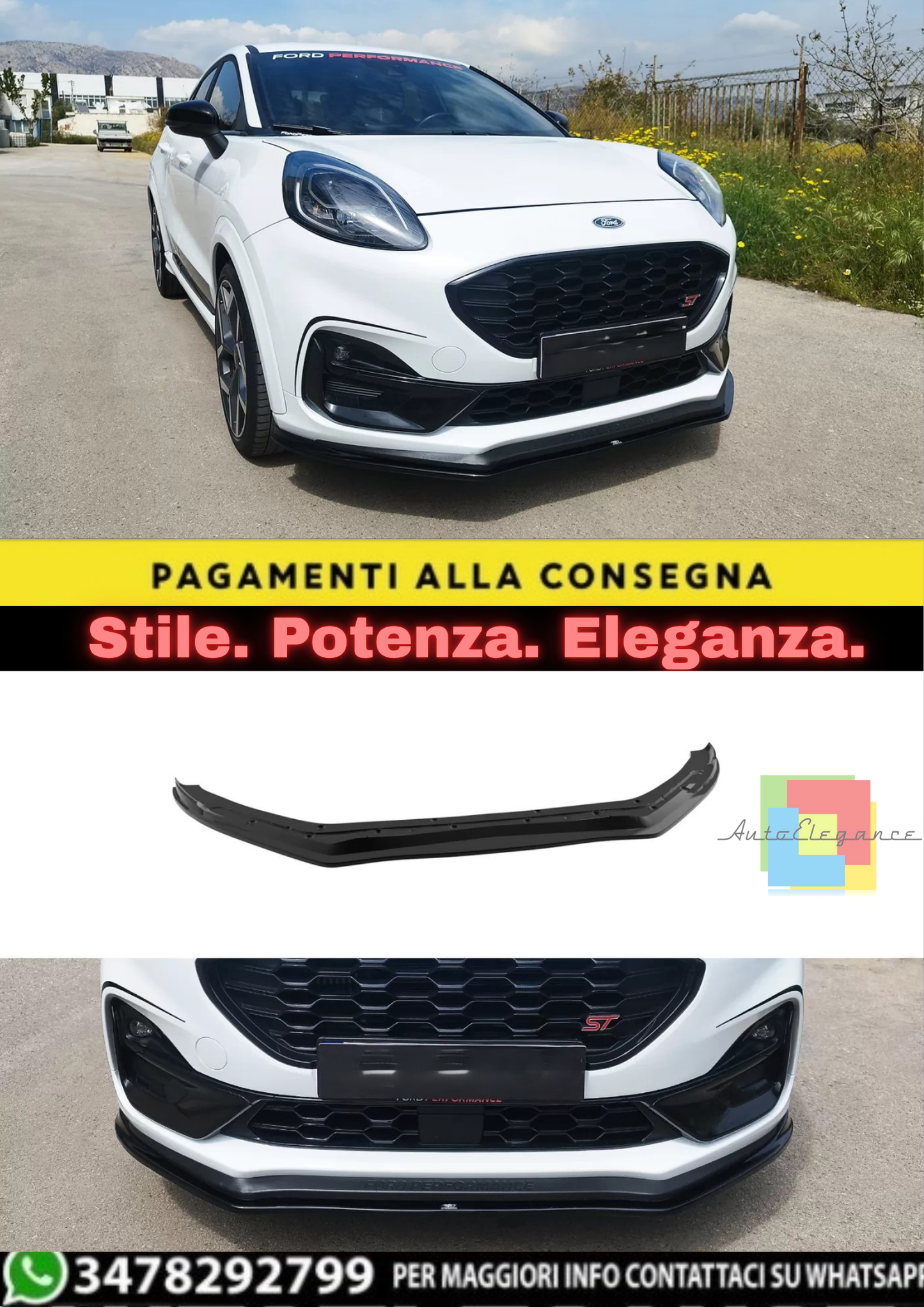 🔥 FRONT SPLITTER ADATTO PER FORD PUMA ST (2019+) 🔥