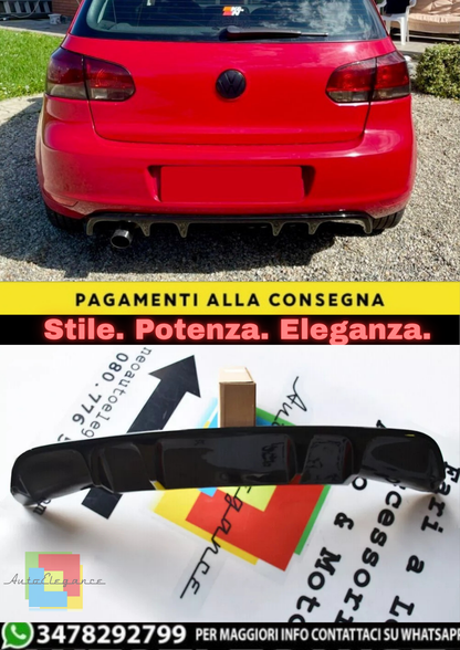 🔥DIFFUSORE POSTERIORE ADATTO PER VW GOLF 6 VI LOOK NERO DESIGN SPORTIVO🔥