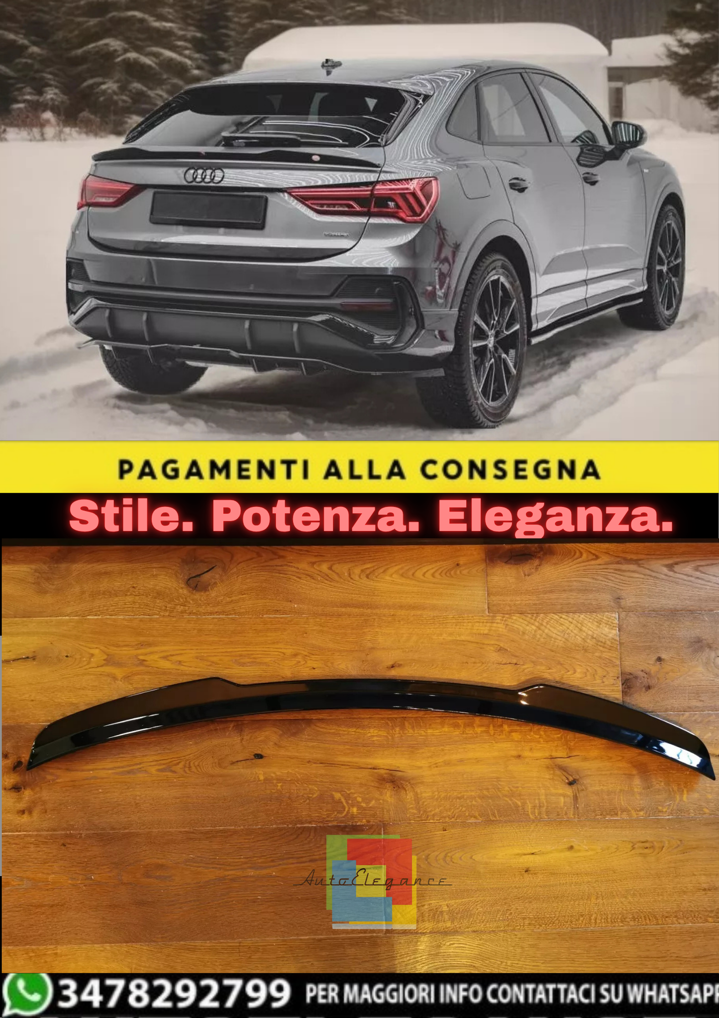 🔥SPOILER BAGAGLIAIO ADATTO PER AUDI Q3 F3 2019+ SPORTBACK NERO LUCIDO🔥