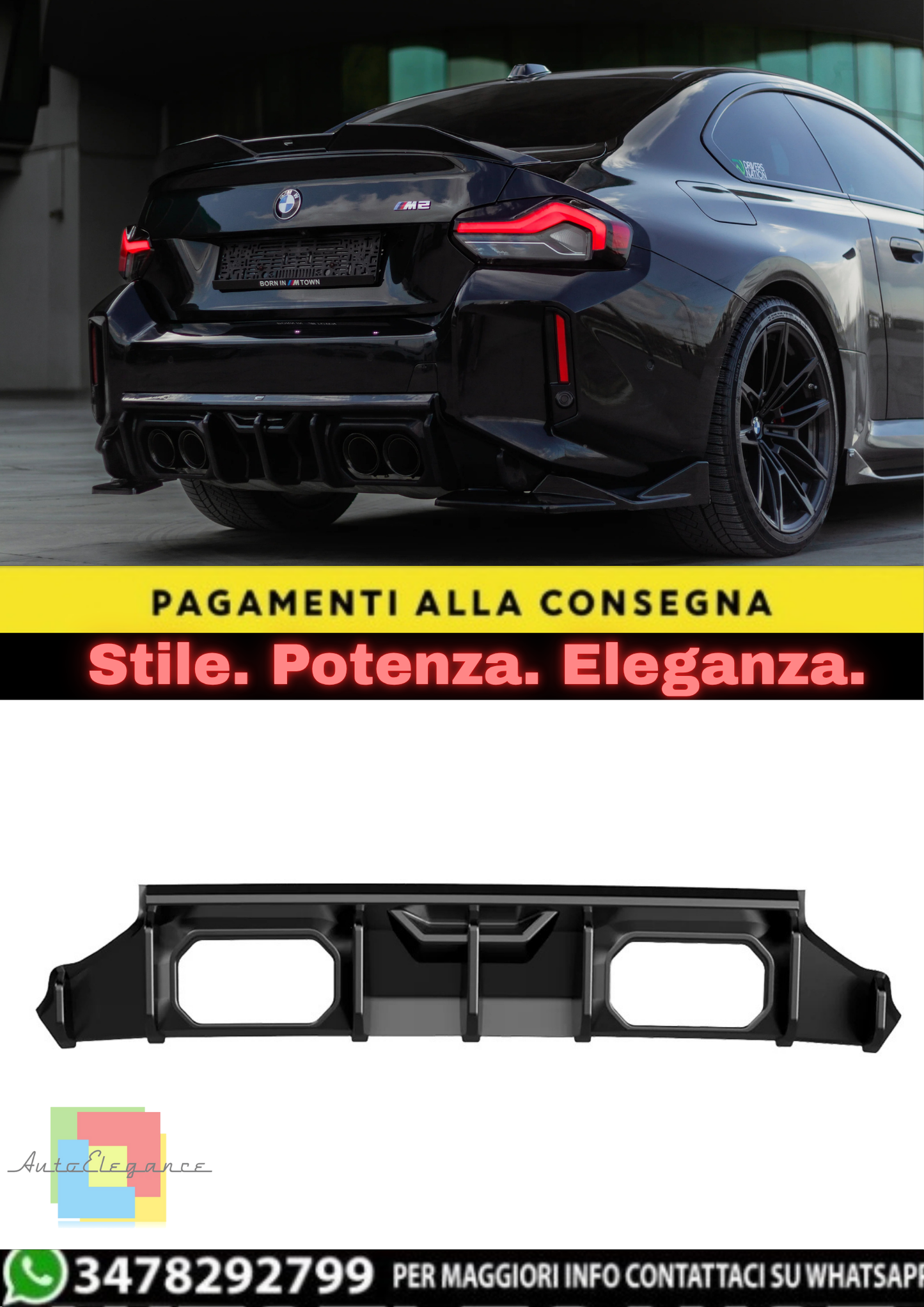 🔥REAR DIFFUSER COMPATIBLE WITH BMW M2 G87 2023+🔥