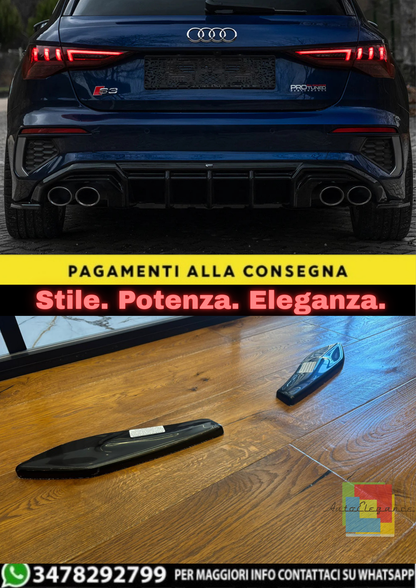 🔥FLAP DIFFUSORE PER AUDI A3 8Y 2020–2024 SPORTBACK S-LINE / S3 NERO LUCIDO 🔥
