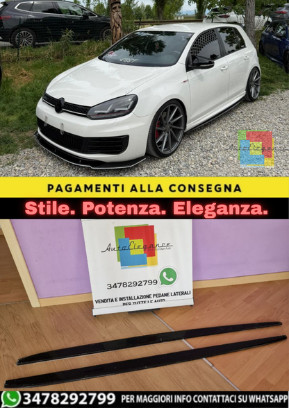 🔥SOTTO MINIGONNE LATERALI IN ABS NERO LUCIDO PER VW GOLF 6 VI 🔥
