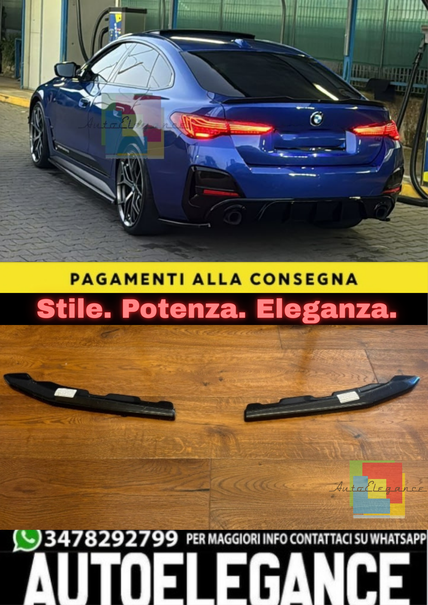 🔥 FLAP DIFFUSORE SERIE 4 G26 GRAND COUPÉ M-PACK / M440I 2021+ NERO LUCIDO 🔥