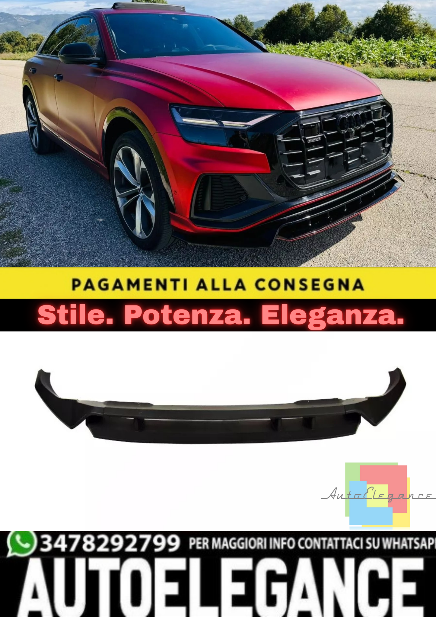 ✨SPLITTER ANTERIORE ADATTO PER AUDI SQ8 / S-LINE 2018–2024 ✨