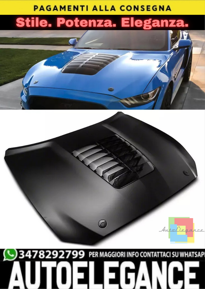 🔥COPERTURA COFANO STILE MP GT500 ADATTA PER FORD MUSTANG 2015–2017 NERA 🔥