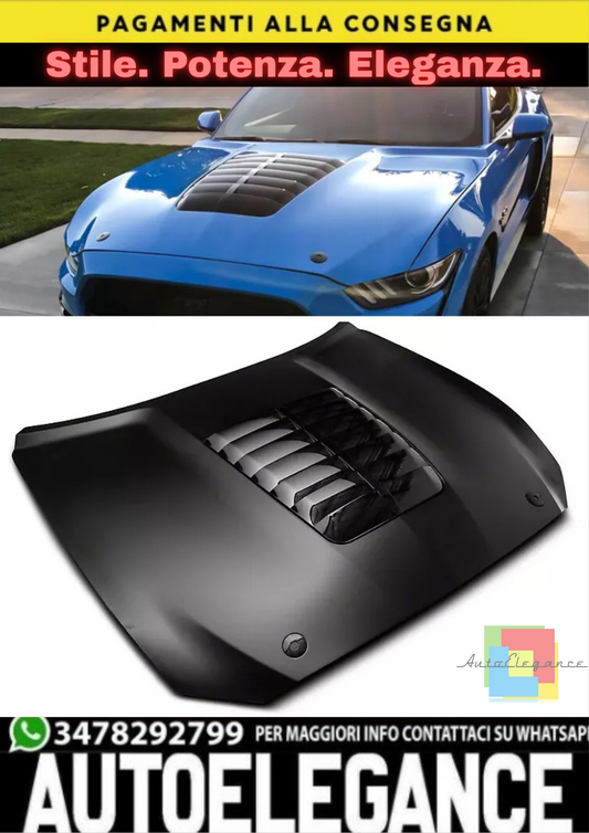 🔥COPERTURA COFANO STILE MP GT500 ADATTA PER FORD MUSTANG 2015–2017 NERA 🔥