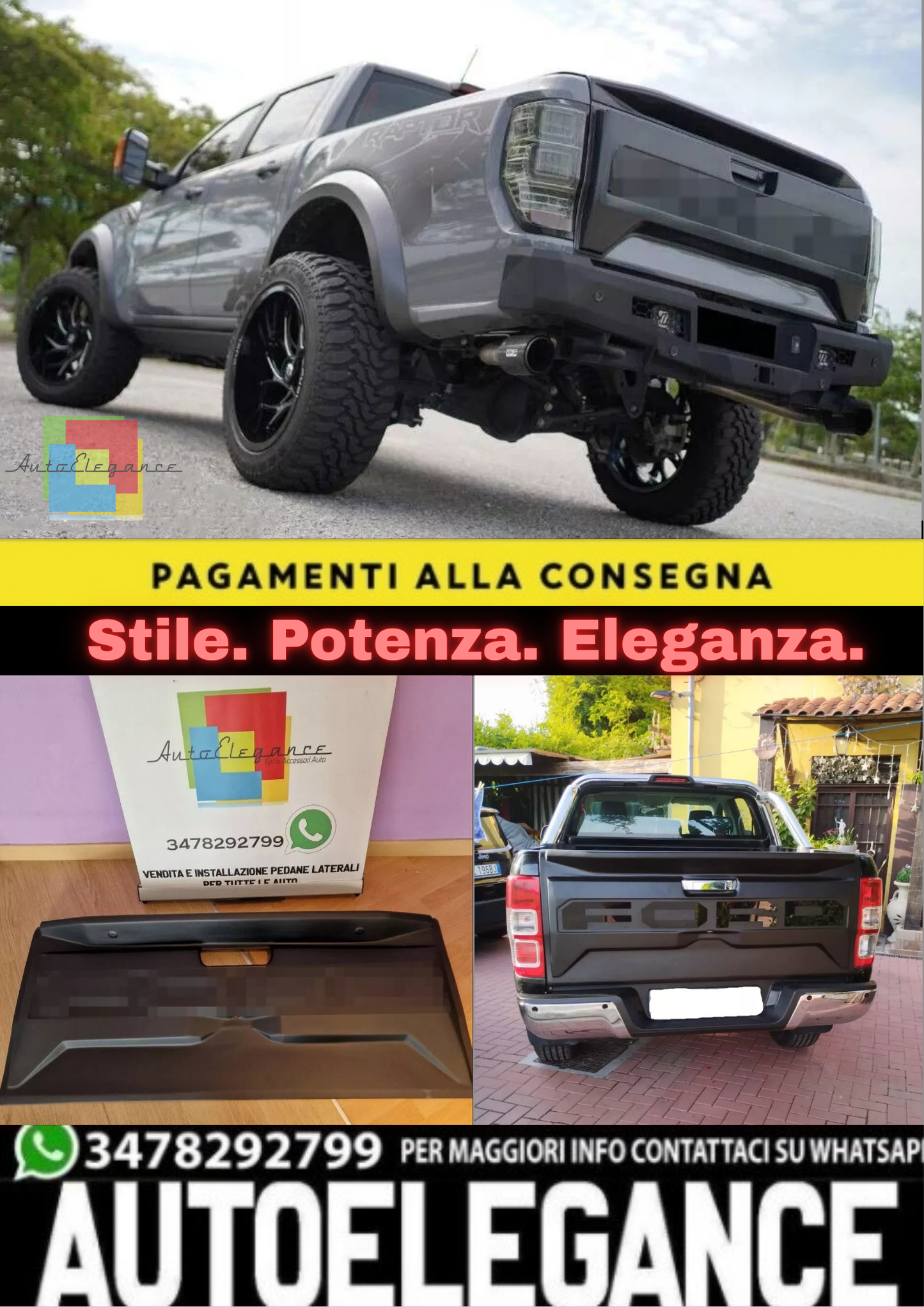 🔥PROTEZIONE PORTELLONE ADATTO PER FORD RANGER T6 T7 T8 2011-2022 V2 NERO🔥