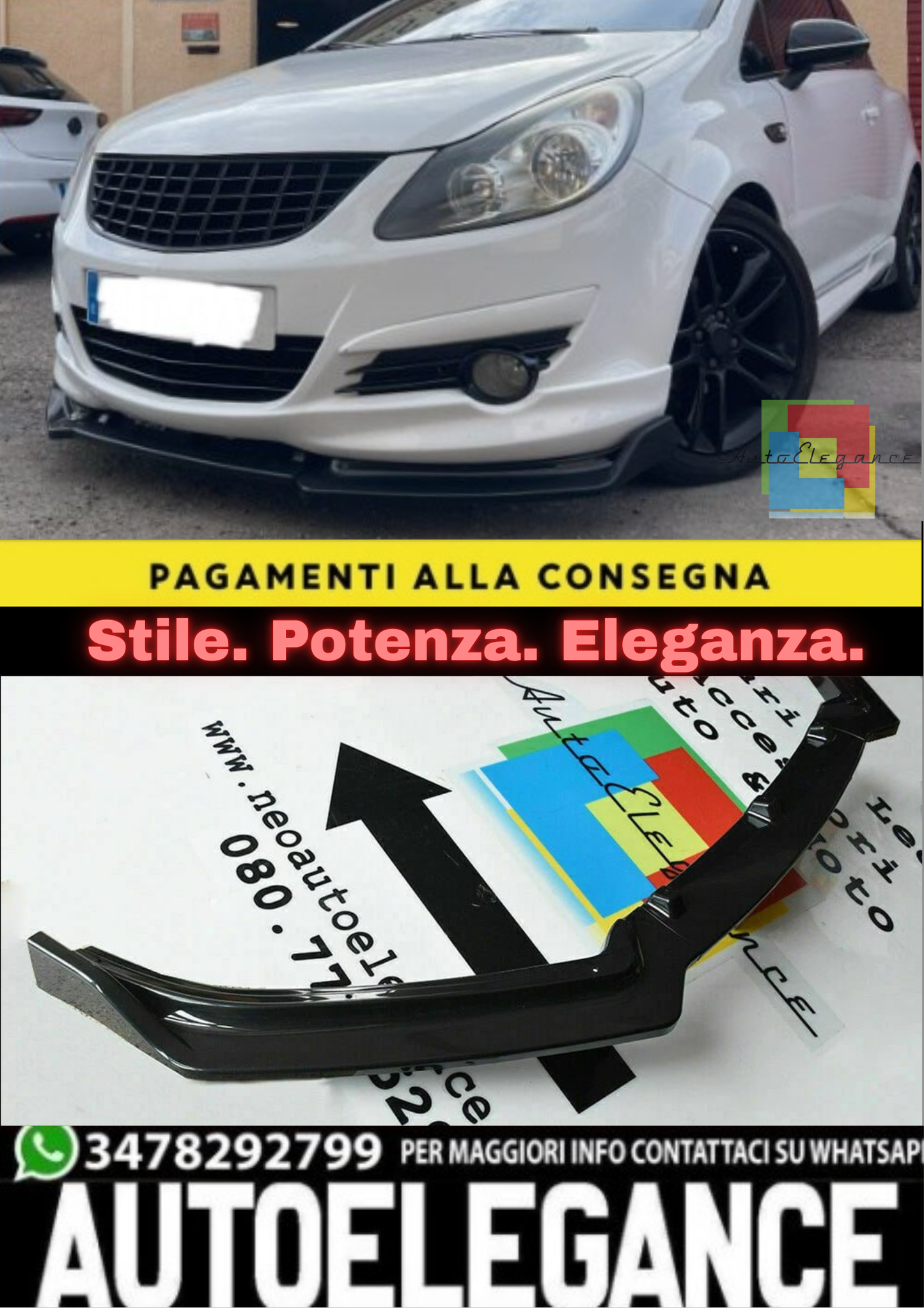 🔥 OPEL CORSA F LAMA SOTTO PARAURTI ANTERIORE ABS SPORTIVO NERO SPLITTER BAFFO🔥