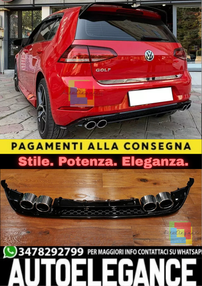 🔥DIFFUSORE POSTERIORE LOOK QUATTRO TERMINALI ADATTO PER VW GOLF 7.5🔥