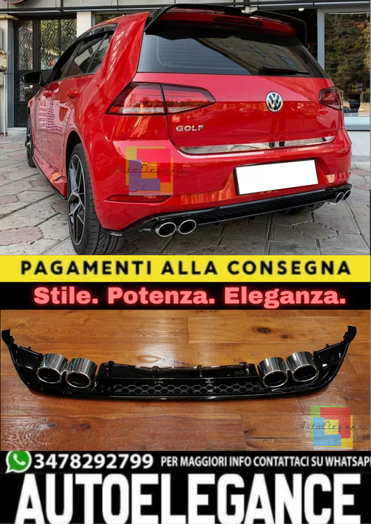 🔥DIFFUSORE POSTERIORE LOOK QUATTRO TERMINALI ADATTO PER VW GOLF 7.5🔥