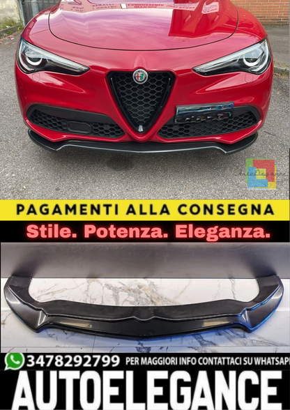 ⭐ALFA ROMEO STELVIO SPLITTER PARAURTI ANTERIORE NERO LUCIDO LOOK RS⭐