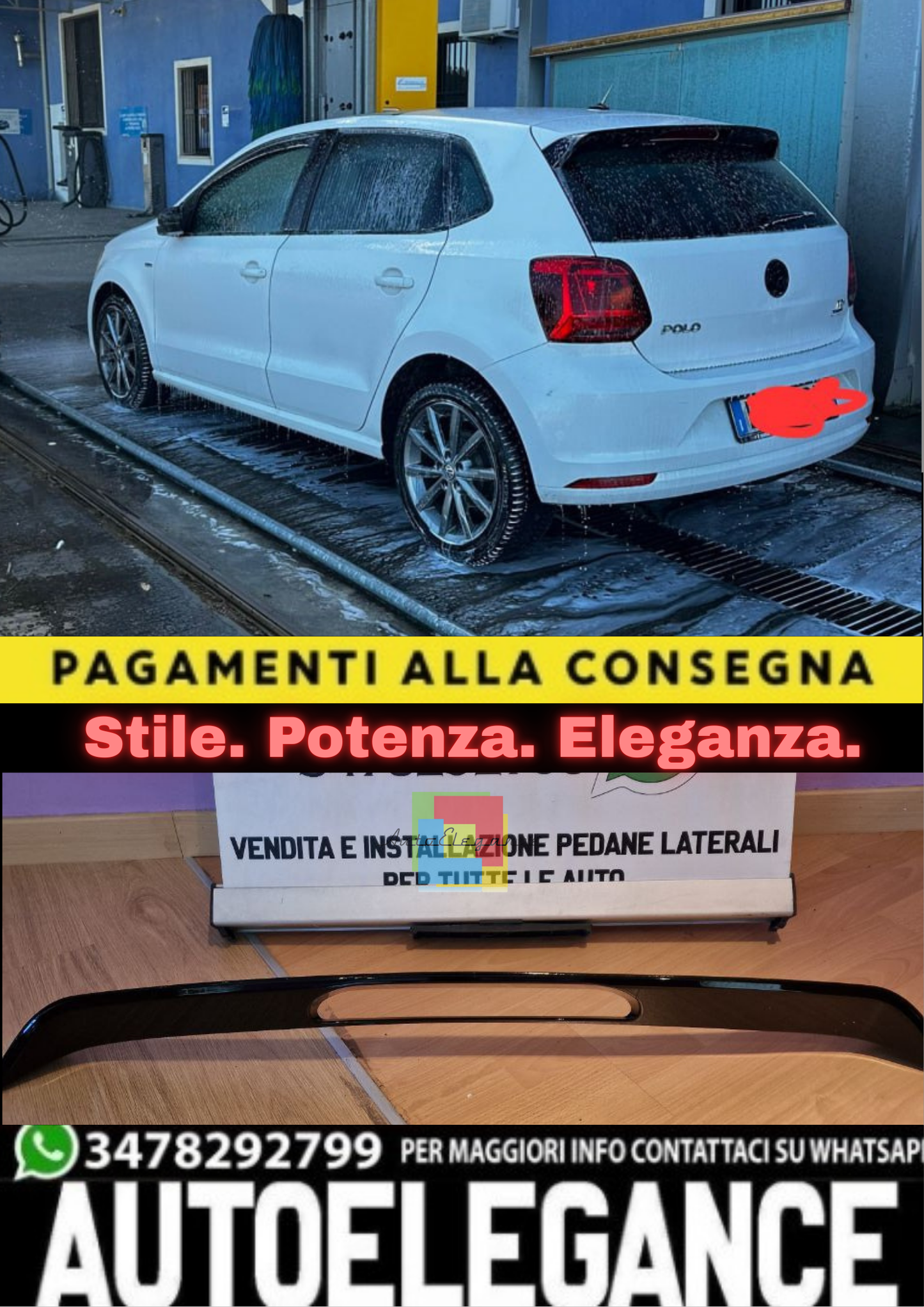 ⭐SPOILER ADATTO PER POLO 6R 6C 2009-2017 STANDARD NERO LUCIDO⭐