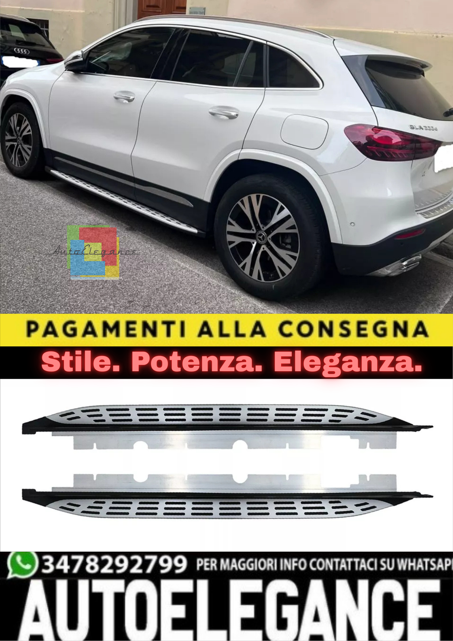 🔥PEDANE LATERALE SOTTOPORTA ADATTO PER MERCEDES GLA H247 DAL 2019 SUV🔥