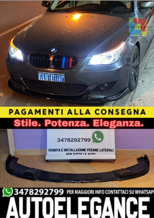 ⭐SPLITTER ANTERIORE ADATTO PER BMW SERIE 5 E60 E61 M TECH ABS NERO LAMA⭐