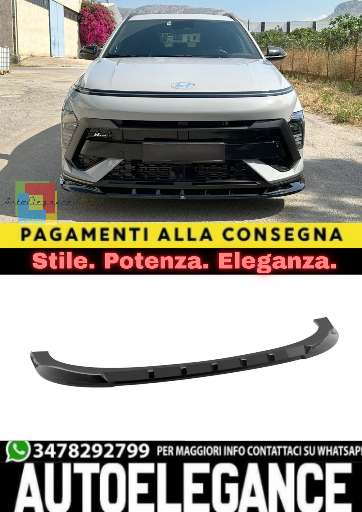 🔥FRONT SPLITTER ADATTO PER HYUNDAI KONA N-LINE MK2🔥