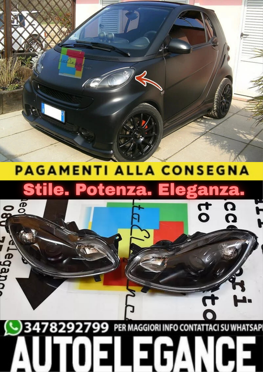⭐FARI ANTERIORI ADATTO PER SMART 451 2007-2014 NERI ⭐