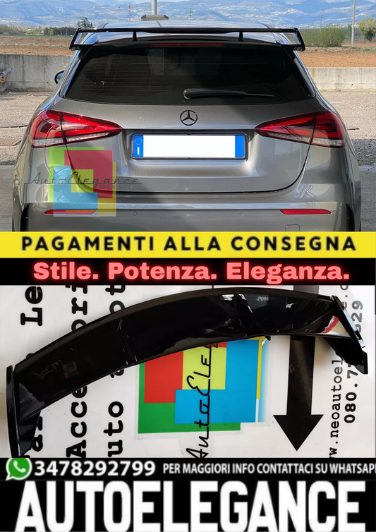⭐SPOILER POSTERIORE LOOK AMG TETTO ABS NERO PER MERCEDES CLASSE A W177 ⭐
