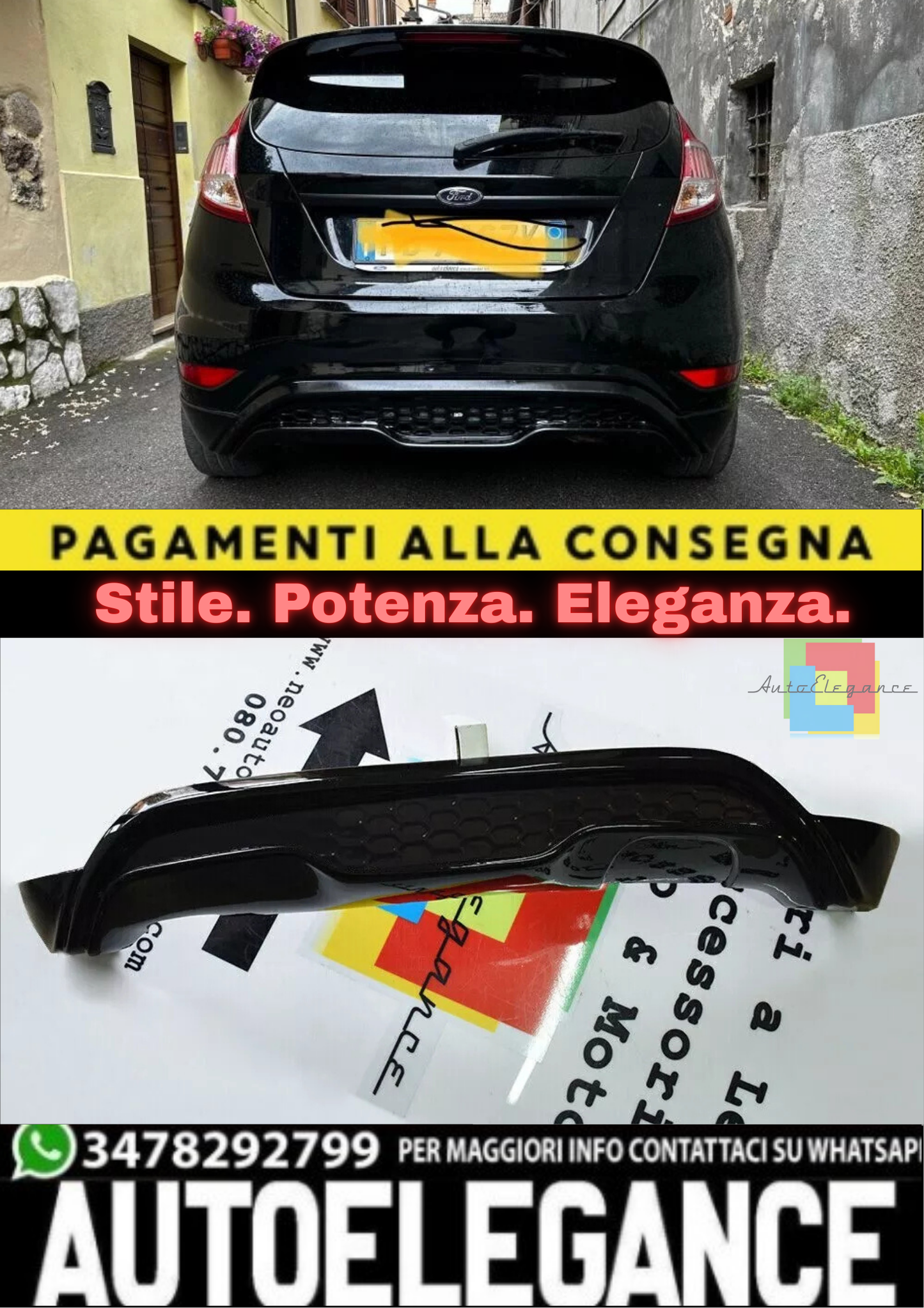 ⭐DIFFUSORE ADATTO PER FORD FIESTA FIESTA MK7 2008-2017 LOOK ST GREZZO⭐