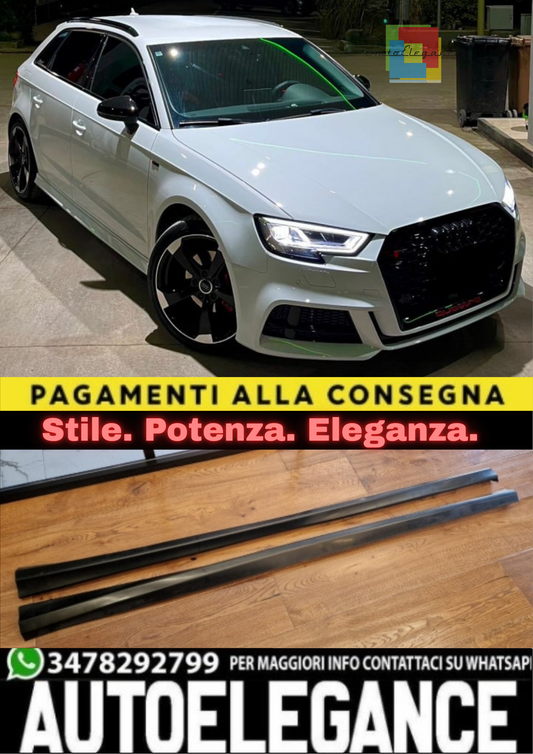 ✨MINIGONNE LATERALI PER AUDI A3 8V SPORTBACK 2012-2019 SOTTO PORTA S3 SLINE✨