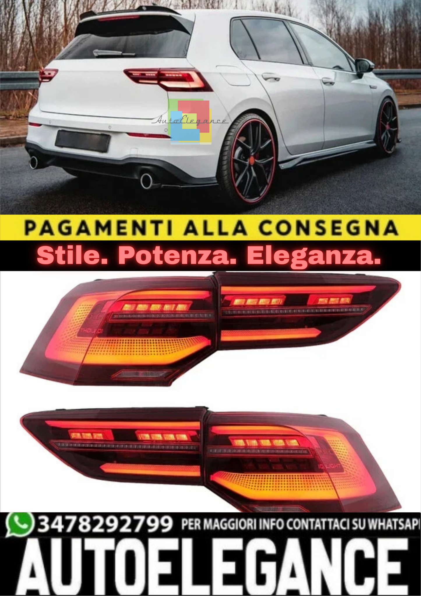 ⭐FARI POSTERIORI ADATTO PER VW GOLF 8 HATCHBACK 2020+ FULL LED⭐