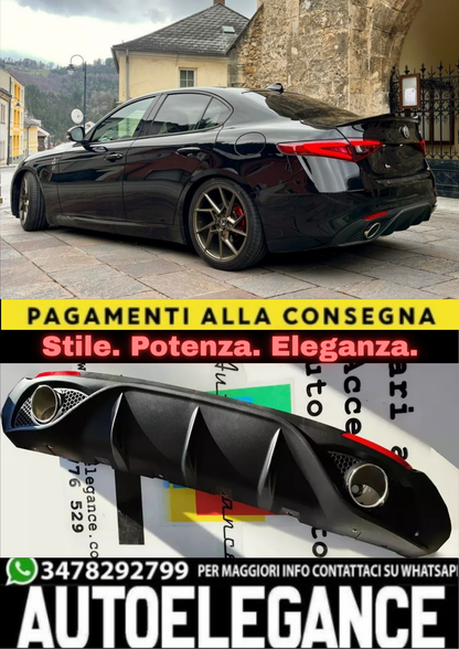 ⭐SOTTO PARAURTI ALFA ROMEO GIULIA DIFFUSORE CON TERMINALI SINGOLI ABS⭐
