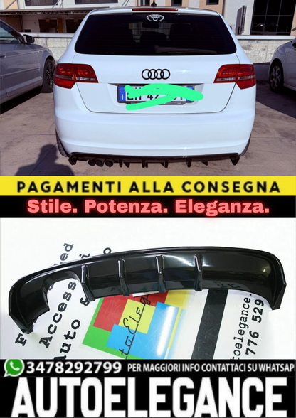 ⭐DIFFUSORE AUDI A3 S3 8P 08-12 SOTTO PARAURTI RS3 NERO LUCIDO ABS⭐