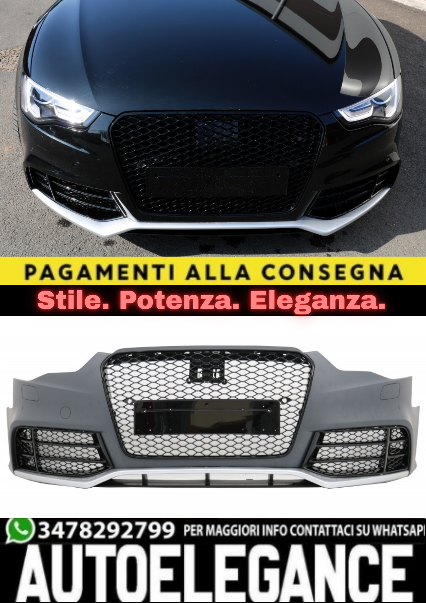 🔥 PARAURTI ANTERIORE STILE RS5 COMPATIBILE CON AUDI A5 LIFT (2012–2015) 🔥