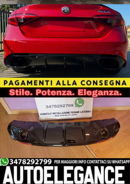 💎DIFFUSORE ADATTO PER GIULIA LOOK VELOCE NERO LUCIDO + TERMINALI NERI💎