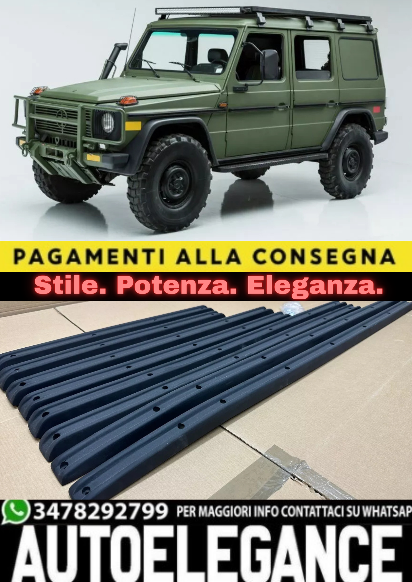 🔥SET MODANATURE LATERALI MERCEDES CLASSE G G WAGON W460 W461 PER 5 PORTE🔥