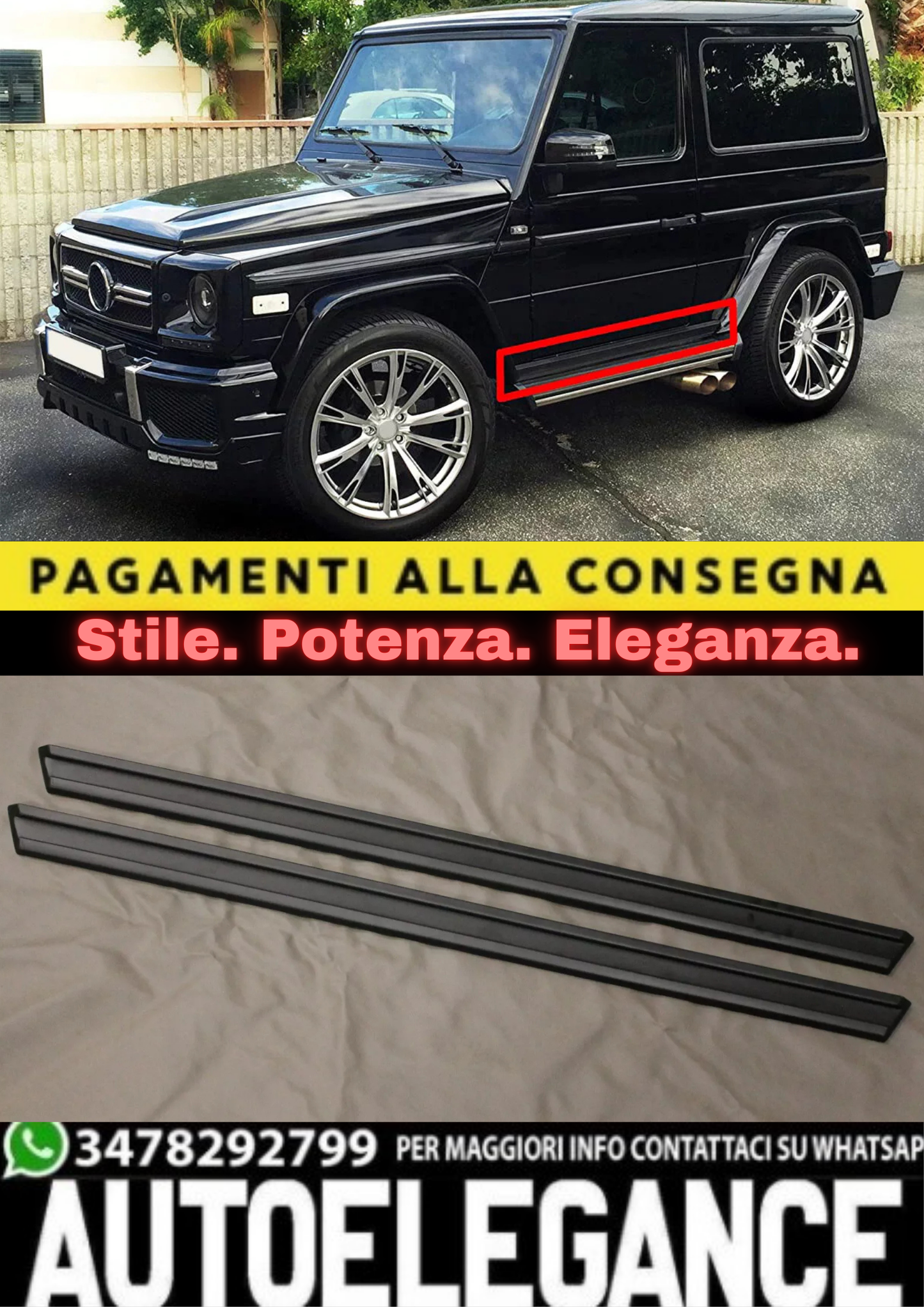 🔥MODANATURE LATERALI IN FIBRA DI VETRO 2 PEZZI PER MERCEDES GCLASS G500 COUPE🔥