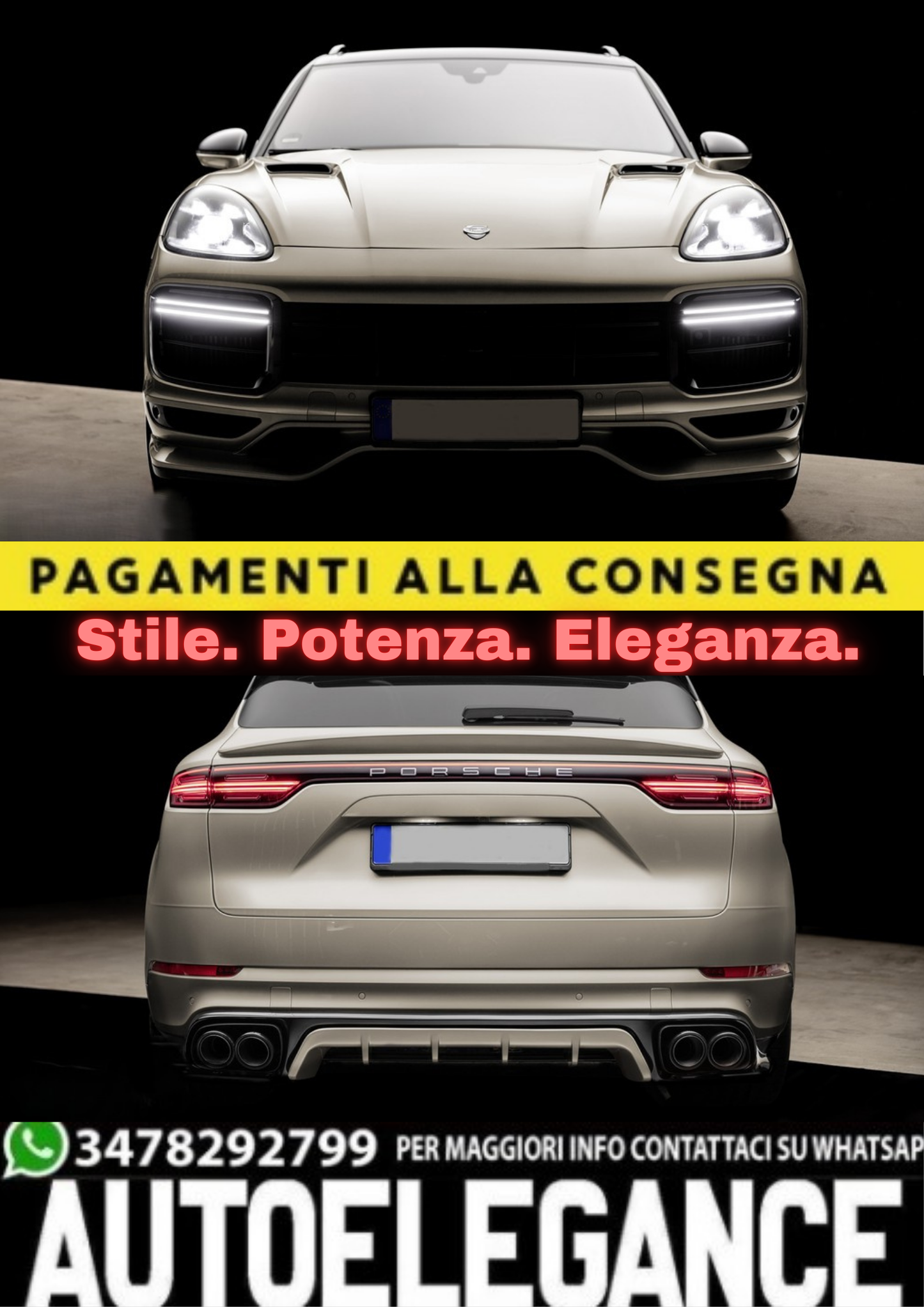 🔥KIT COMPLETO BODY KIT ADATTO PER PORSCHE CAYENNE 9YA(2018-IN POI) LOOK TURBO🔥