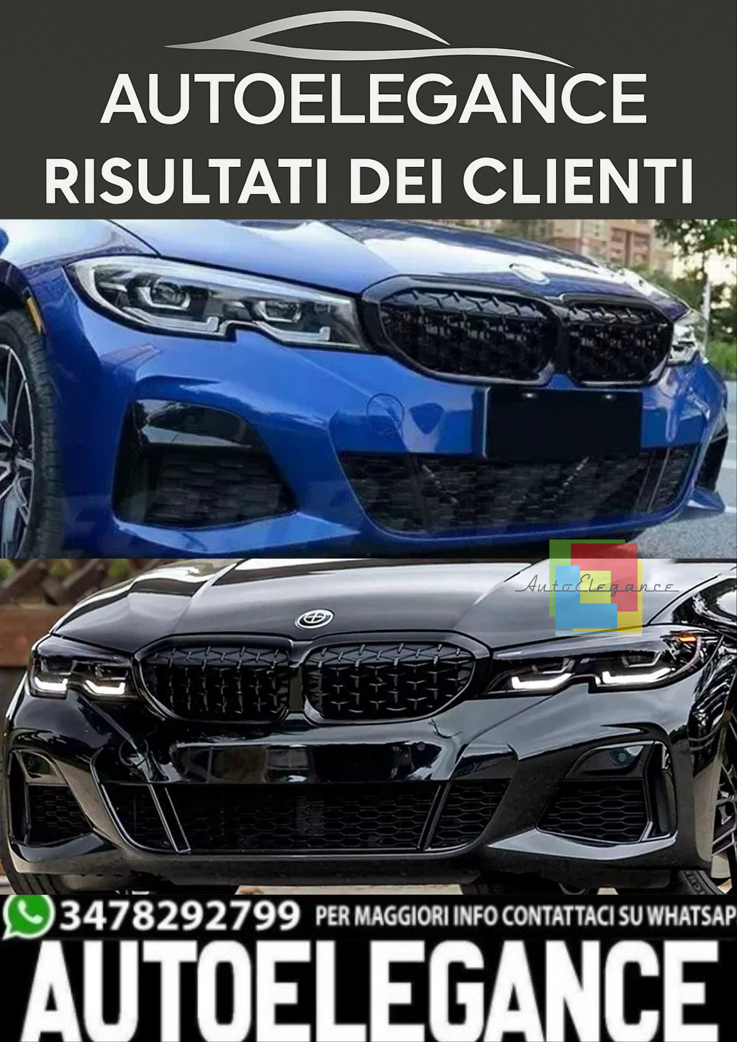 🔥BMW SERIE 3 G20 G21 GRIGLIA ANTERIORE NERA LOOK M SPORT DIAMANT🔥