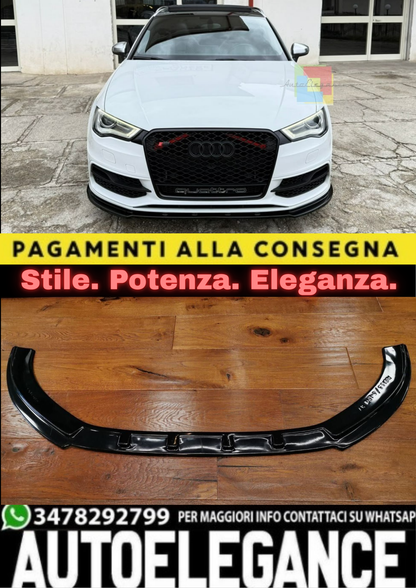 🔥SPLITTER ADATTO PER AUDI A3 8V 2012-2016 S3 SLINE LOOK NERO LUCIDO🔥